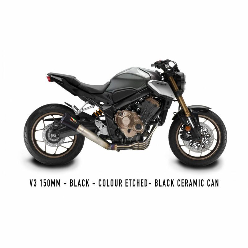 HD85.5.18V3S สำหรับ CB/CBR650F 2017-2022 | DE-CAT V3 150MM BLACK CERAMIC CAN