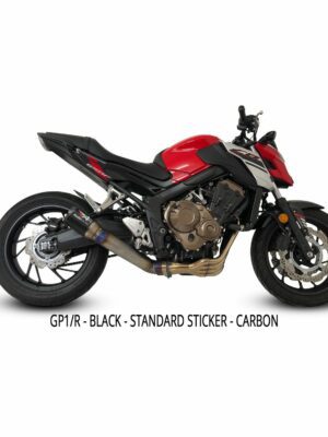 cbcbr-650fr-2017-2021-de-cat-exhaust-system สำหรับ CB/CBR650F 2017-2022 | DE-CAT GP1R BLACK TIPS WITH CARBON CAN